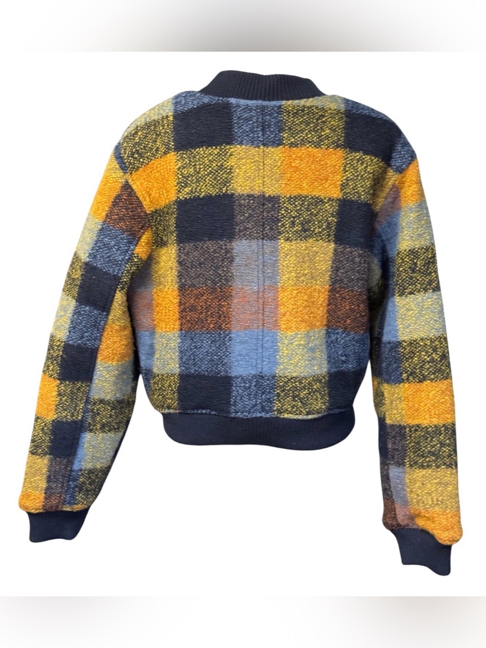 EUC House of Harlow 1960 wool-blend plaid bomber jacket SZ M - Picture 2 of 8